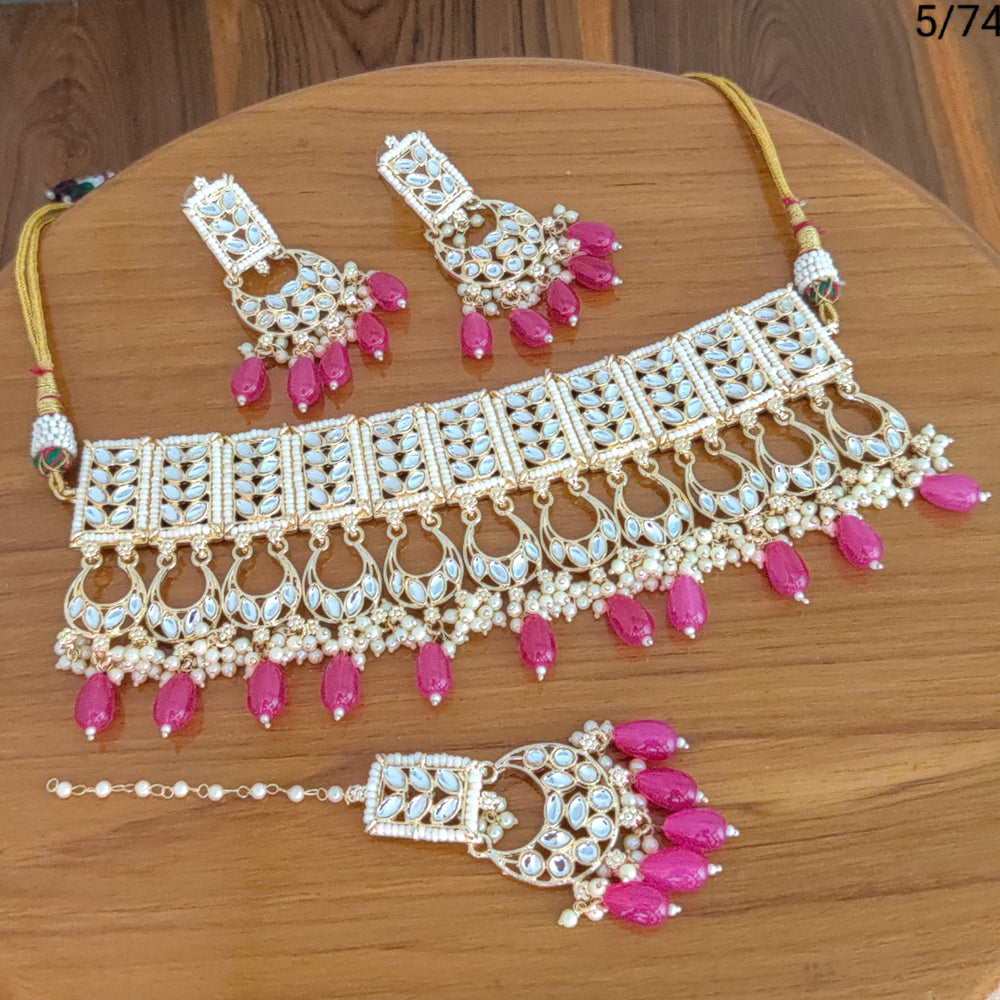 FS Collection  Gold Plated Kundan Stone Necklace Set