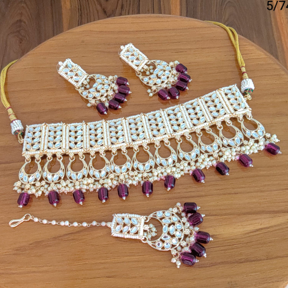FS Collection  Gold Plated Kundan Stone Necklace Set