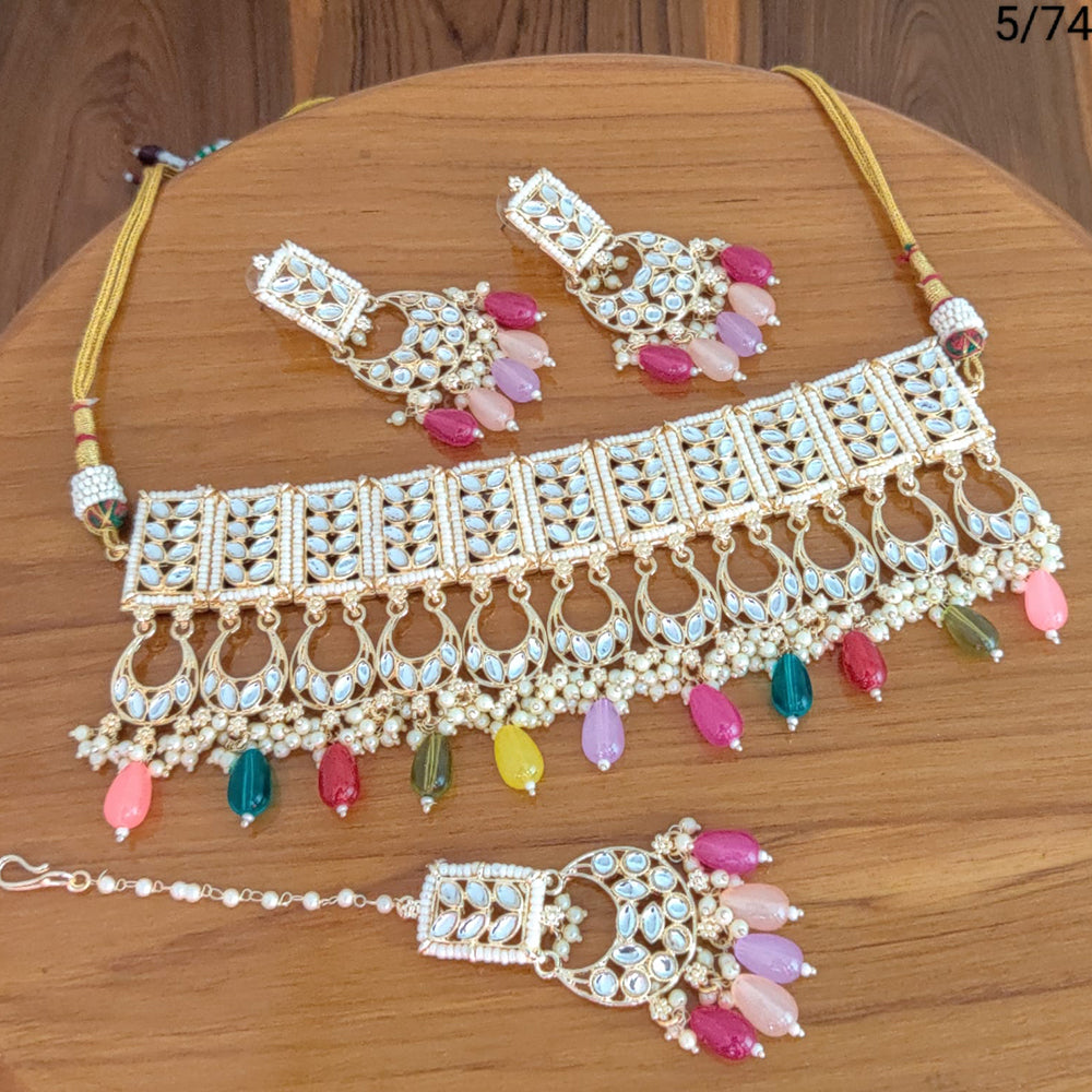 FS Collection  Gold Plated Kundan Stone Necklace Set