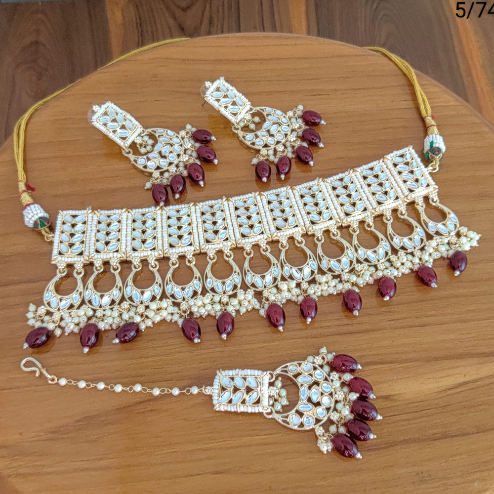FS Collection  Gold Plated Kundan Stone Necklace Set