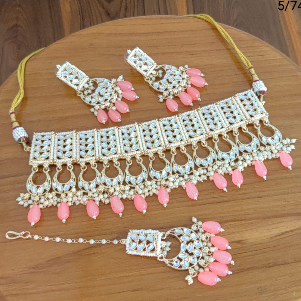 FS Collection  Gold Plated Kundan Stone Necklace Set