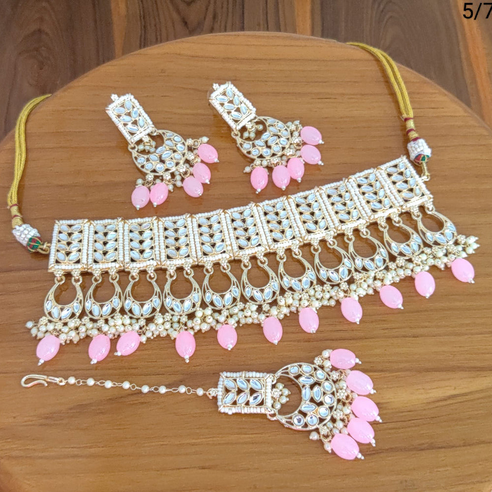 FS Collection  Gold Plated Kundan Stone Necklace Set