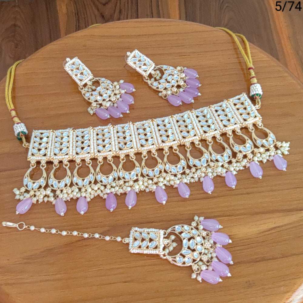 FS Collection  Gold Plated Kundan Stone Necklace Set