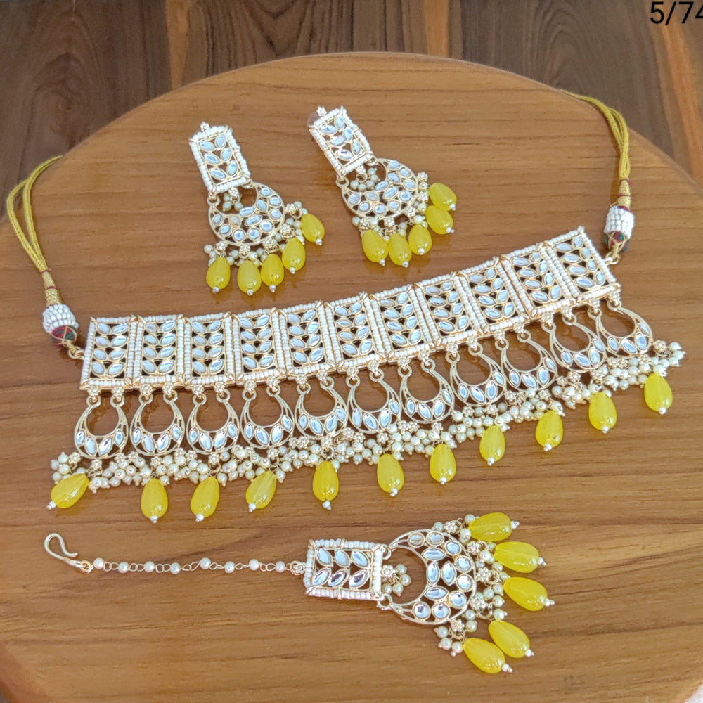 FS Collection  Gold Plated Kundan Stone Necklace Set