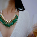 FS Collection Gold Plated Kundan Stone Necklace Set