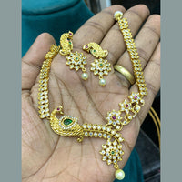 FS Collection Gold Plated AD Stone Long  Necklace Set