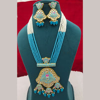 FS Collection Gold Plated Kundan Stone Long Necklace Set