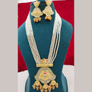 FS Collection Gold Plated Kundan Stone Long Necklace Set