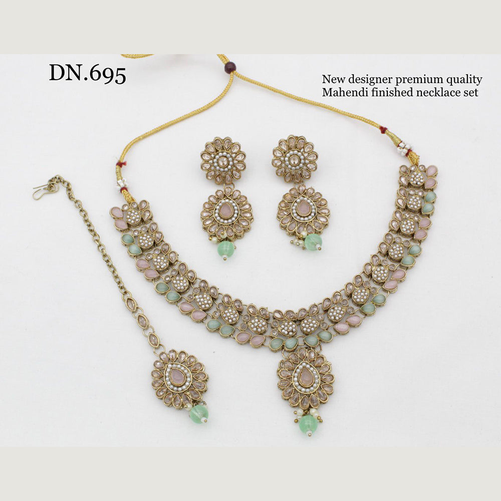 FS Collection Gold Plated Crystal Stone Necklace Set