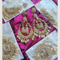 FS Collection Gold Plated Kundan Stone Dangler Earrings
