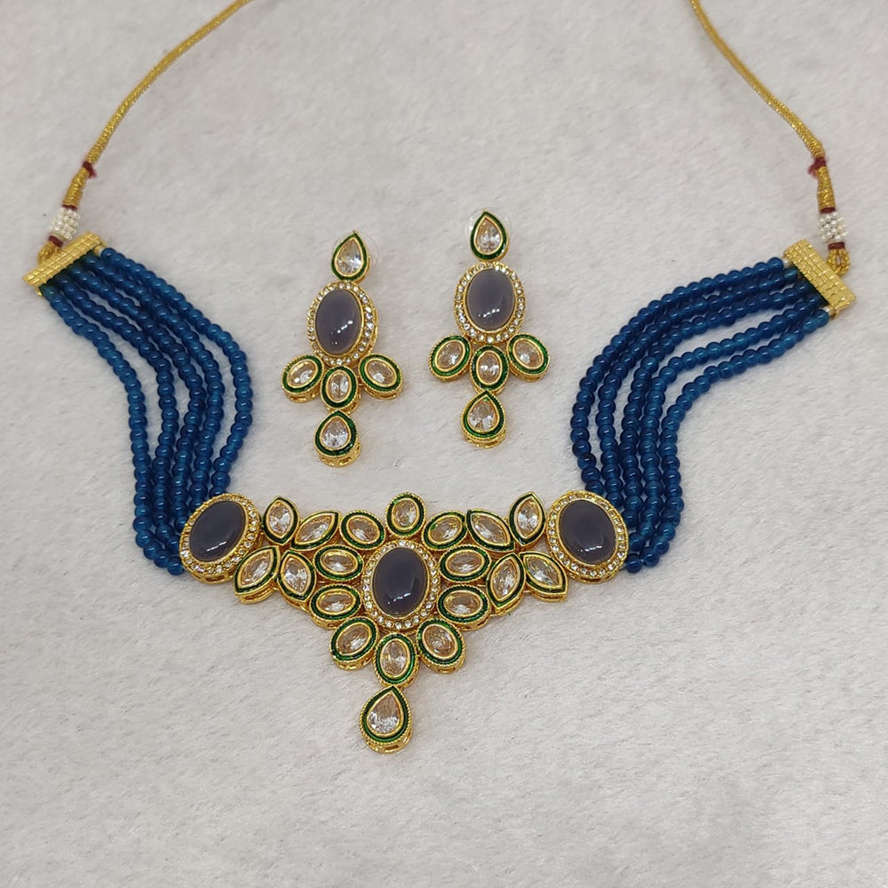 FS Collection Gold Plated Crystal Stone Necklace Set