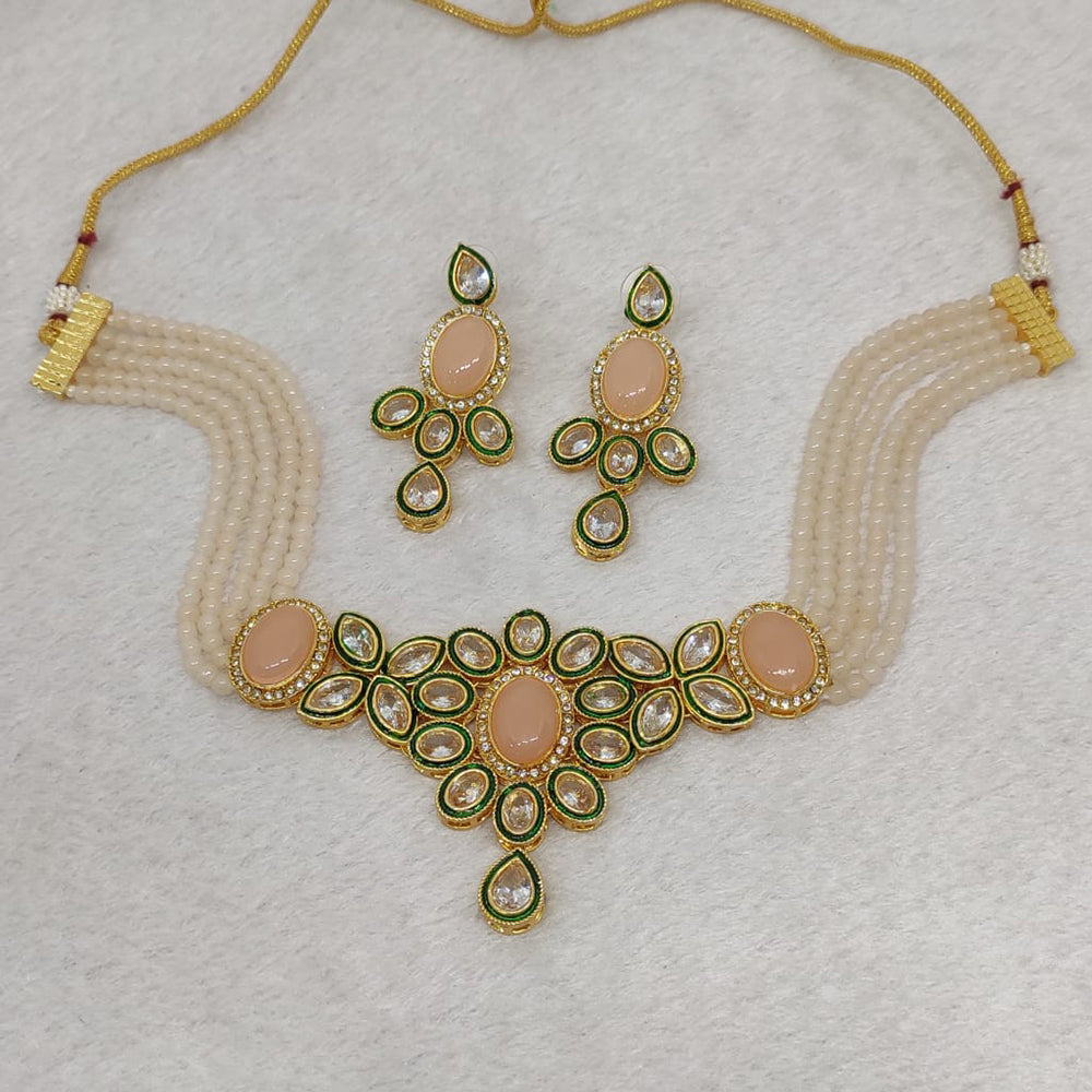 FS Collection Gold Plated Crystal Stone Necklace Set