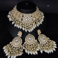 FS Collection Gold Plated Kundan Stone Necklace Set