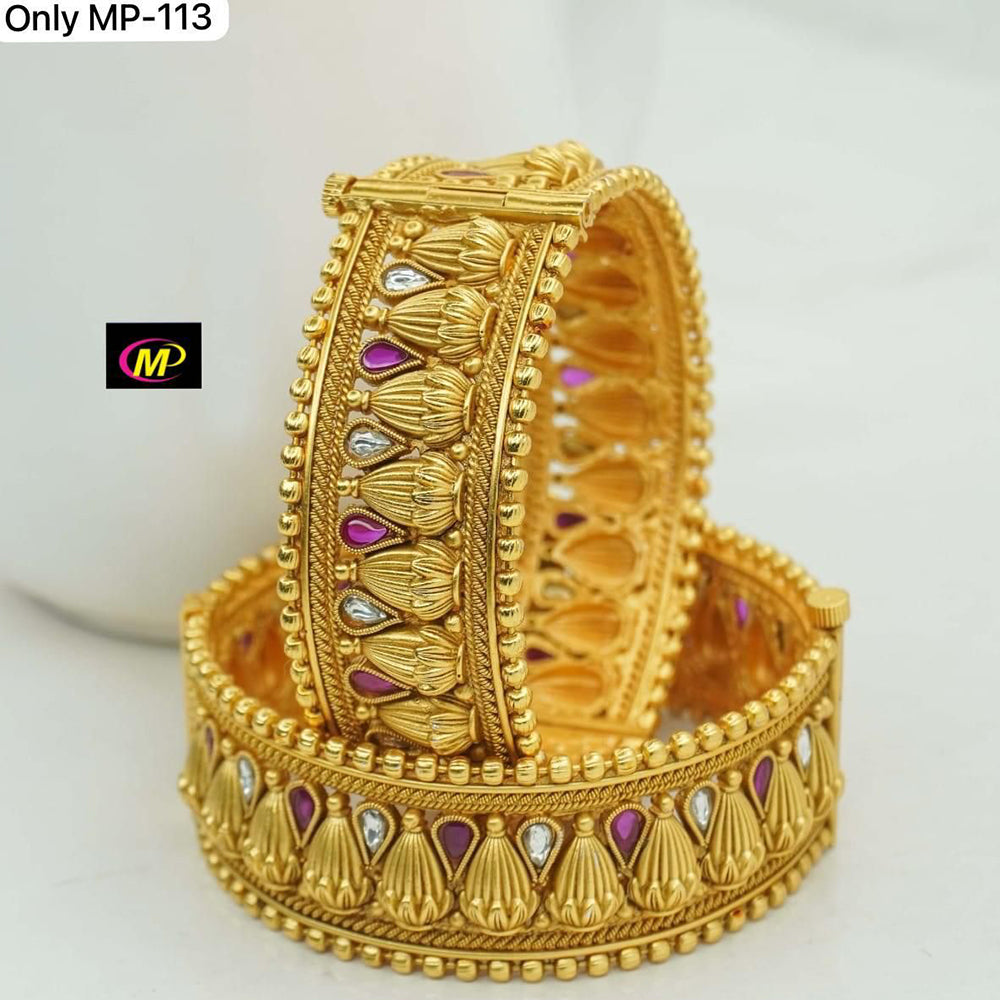 FS Collection Gold Plated Openable Bangles Set