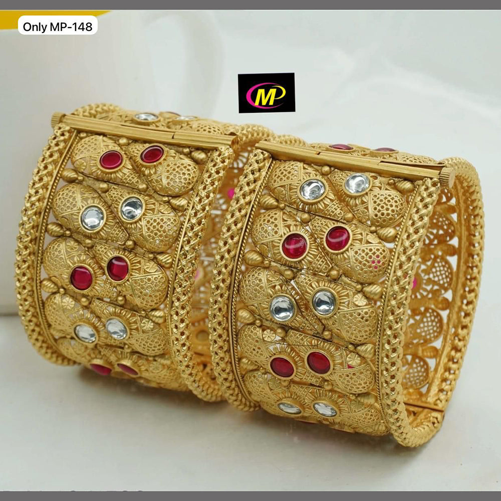 FS Collection Gold Plated Openable Bangles Set