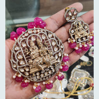FS Collection Gold Plated AD Stone Long Temple Necklace Set