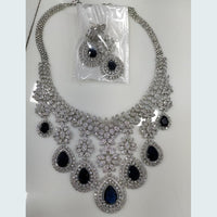 FS Collection Silver Plated AD Stone Necklace Set