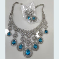 FS Collection Silver Plated AD Stone Necklace Set