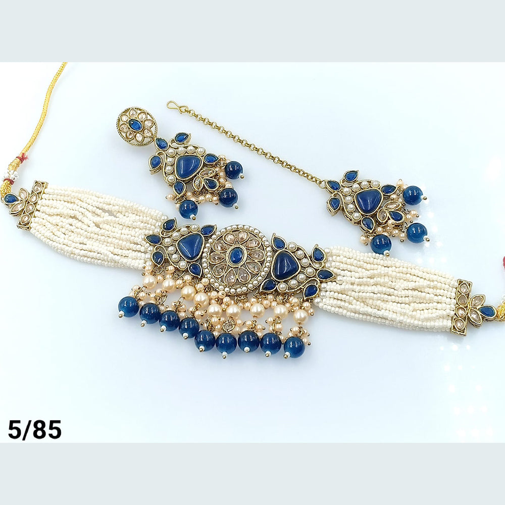 FS Collection Gold Plated Choker Necklace Set