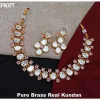 FS Collection Gold Plated Kundan Stone Necklace Set