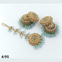 FS Collection Gold Plated Maangtika and Jhumki Earrings
