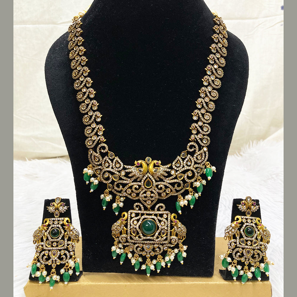 FS Collection Gold Plated AD Stone Long Necklace Set