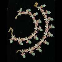 FS Collection Gold Plated Kundan Stone And Beads Payal