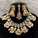 FS Collection Gold Plated Kundan Stone Necklace Set