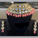 FS Collection Gold Plated Kundan Stone Necklace Set