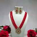 FS Collection Gold Plated Kundan Stone Long Necklace Set