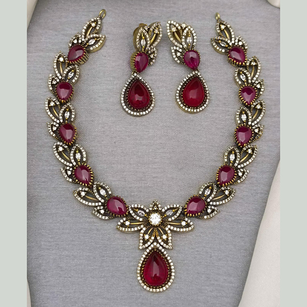 FS Collection Gold Plated Crystal Stone Necklace Set