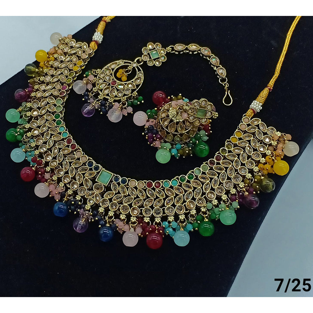 FS Collection Gold Plated Crystal Stone Necklace Set