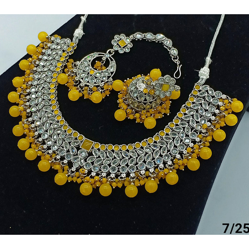 FS Collection Silver Plated Crystal Stone Necklace Set