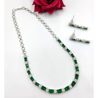 FS Collection Silver Plated Crystal Stone Necklace Set