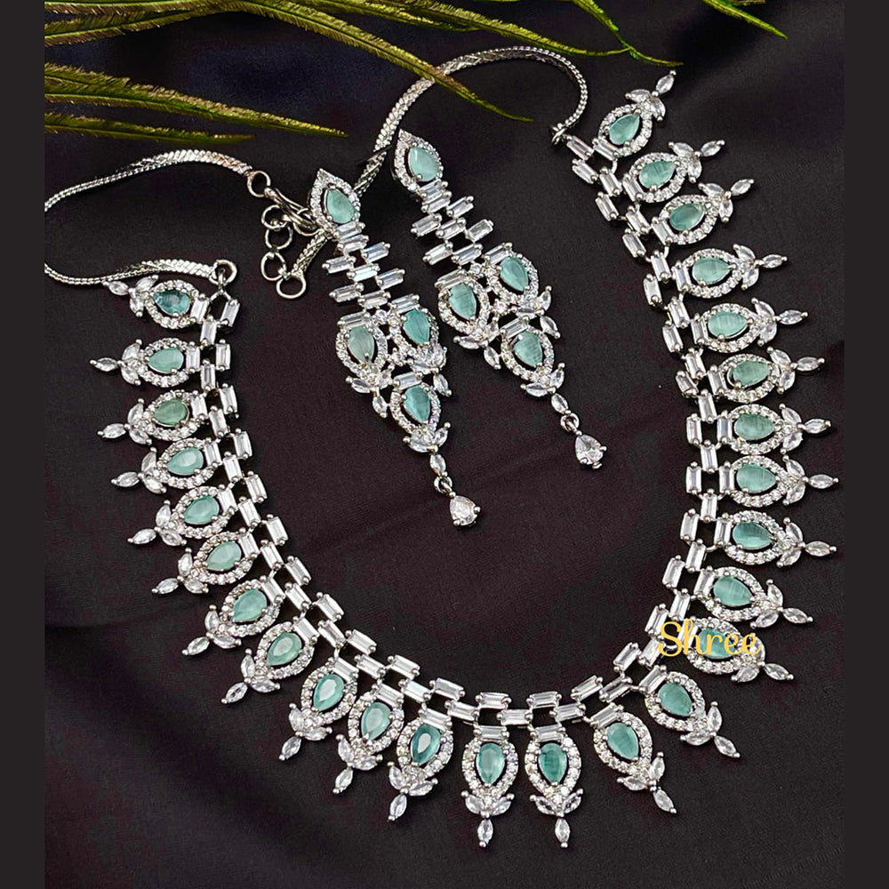 FS Collection Silver Plated AD Stone Necklace Set
