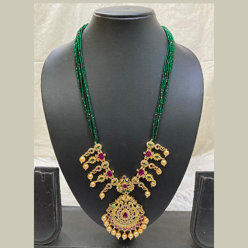 FS Collection Gold Plated AD Stone Long Necklace Set