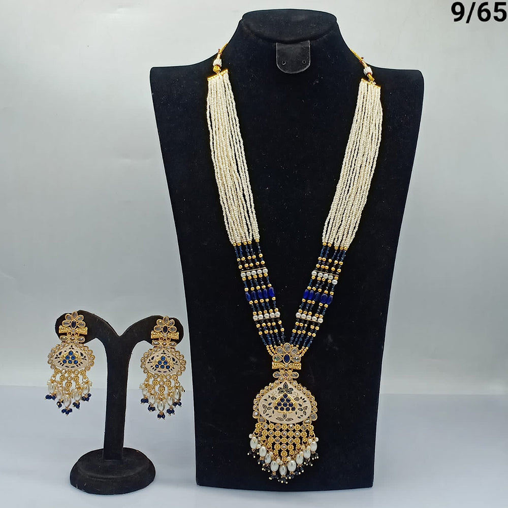 FS Collection Gold Plated Meenakari Long Necklace Set