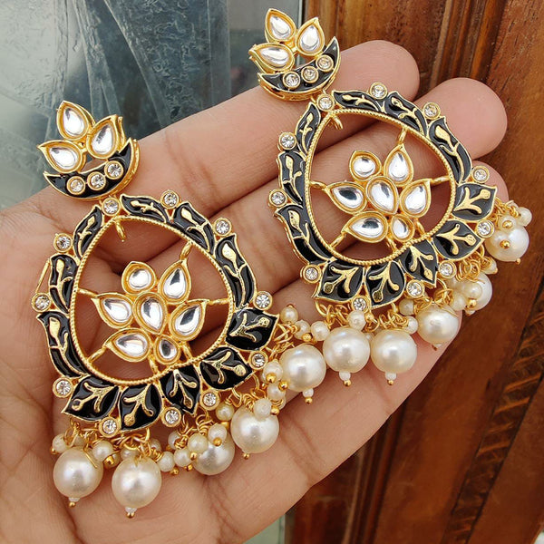 FS Collection Gold Plated Meenakari Dangler Earrings