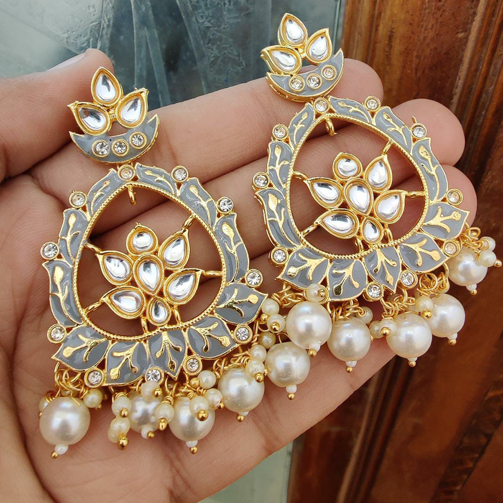 FS Collection Gold Plated Meenakari Dangler Earrings