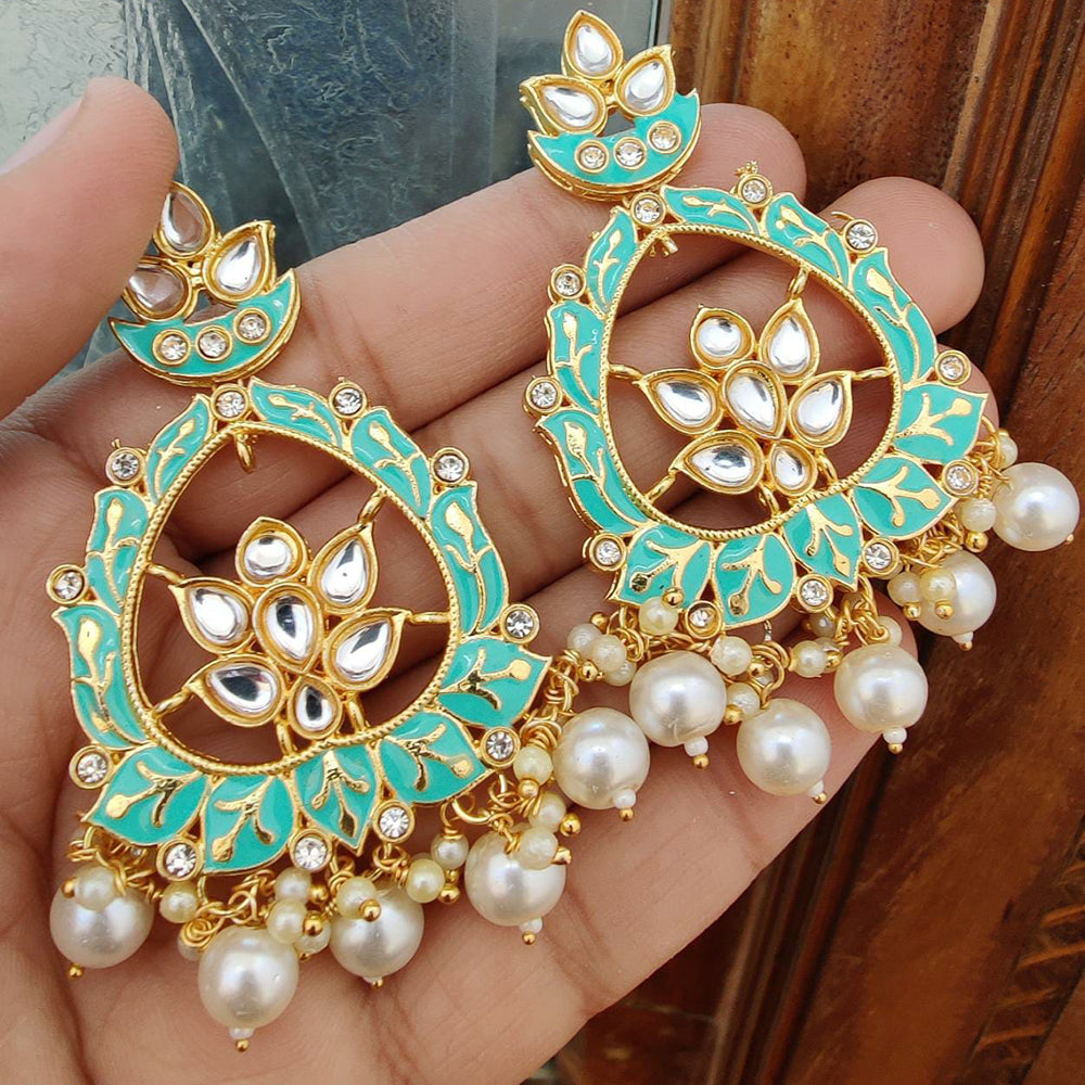 FS Collection Gold Plated Meenakari Dangler Earrings
