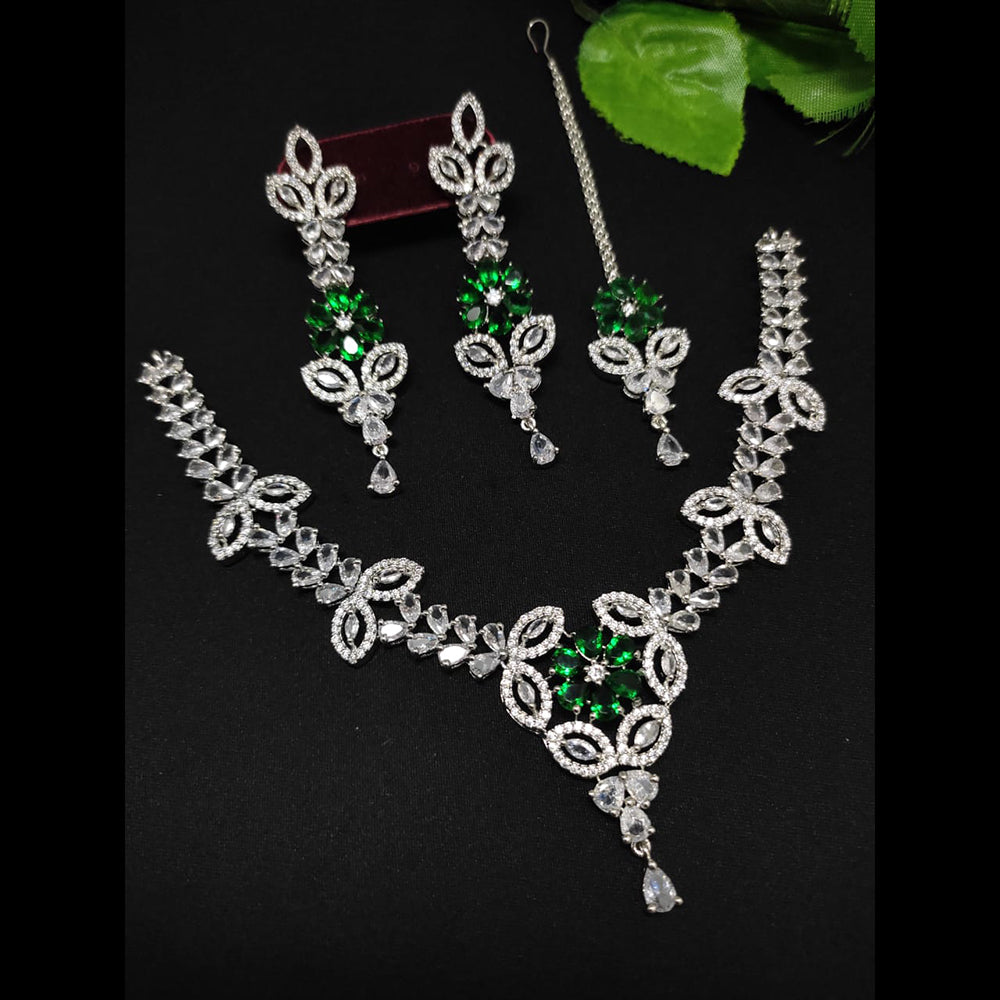 FS Collection Silver Plated Austrian Stone Necklace Set