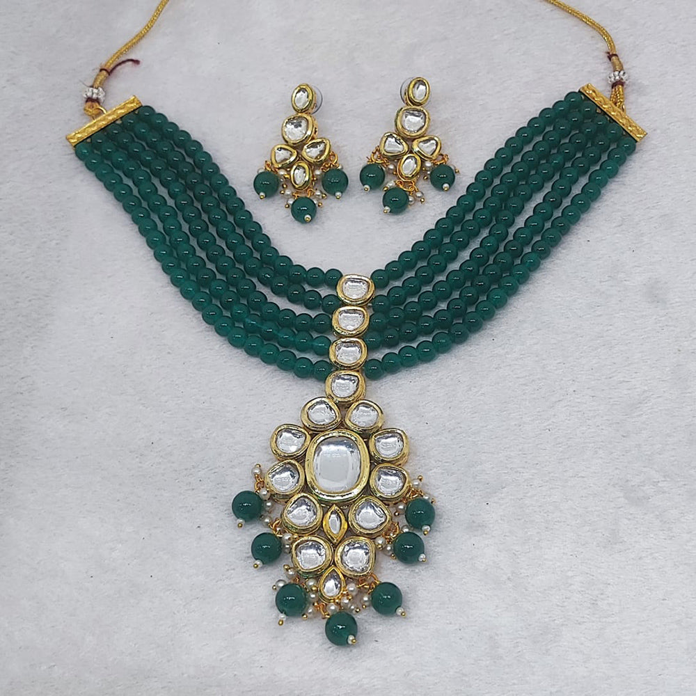 FS Collection Gold Plated Kundan Necklace Set