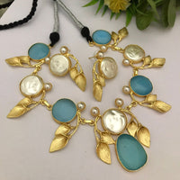 FS Collection Gold Plated Matte Finish Stylish Necklace Set