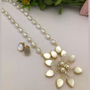 FS Collection Gold Plated Pearl Long Necklace Set