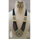 FS Collection Gold Plated Kundan And Pearl Long Necklace Set