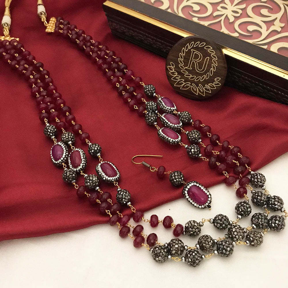 FS Collection Gold Plated Beads Long Necklace Set
