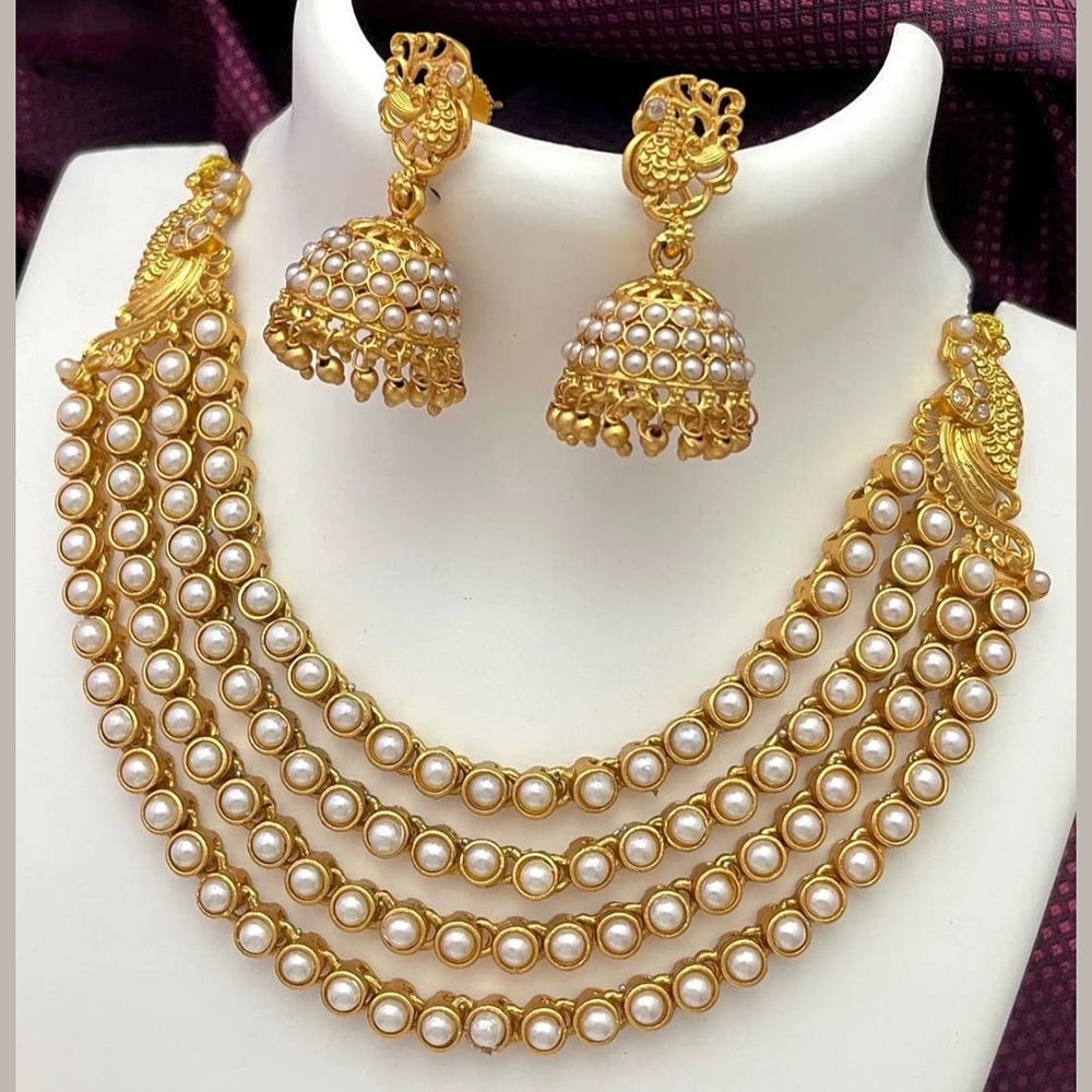 FS Collection Gold Plated Pota Stone Necklace Set
