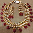 FS Collection Gold Plated Kundan Necklace Set