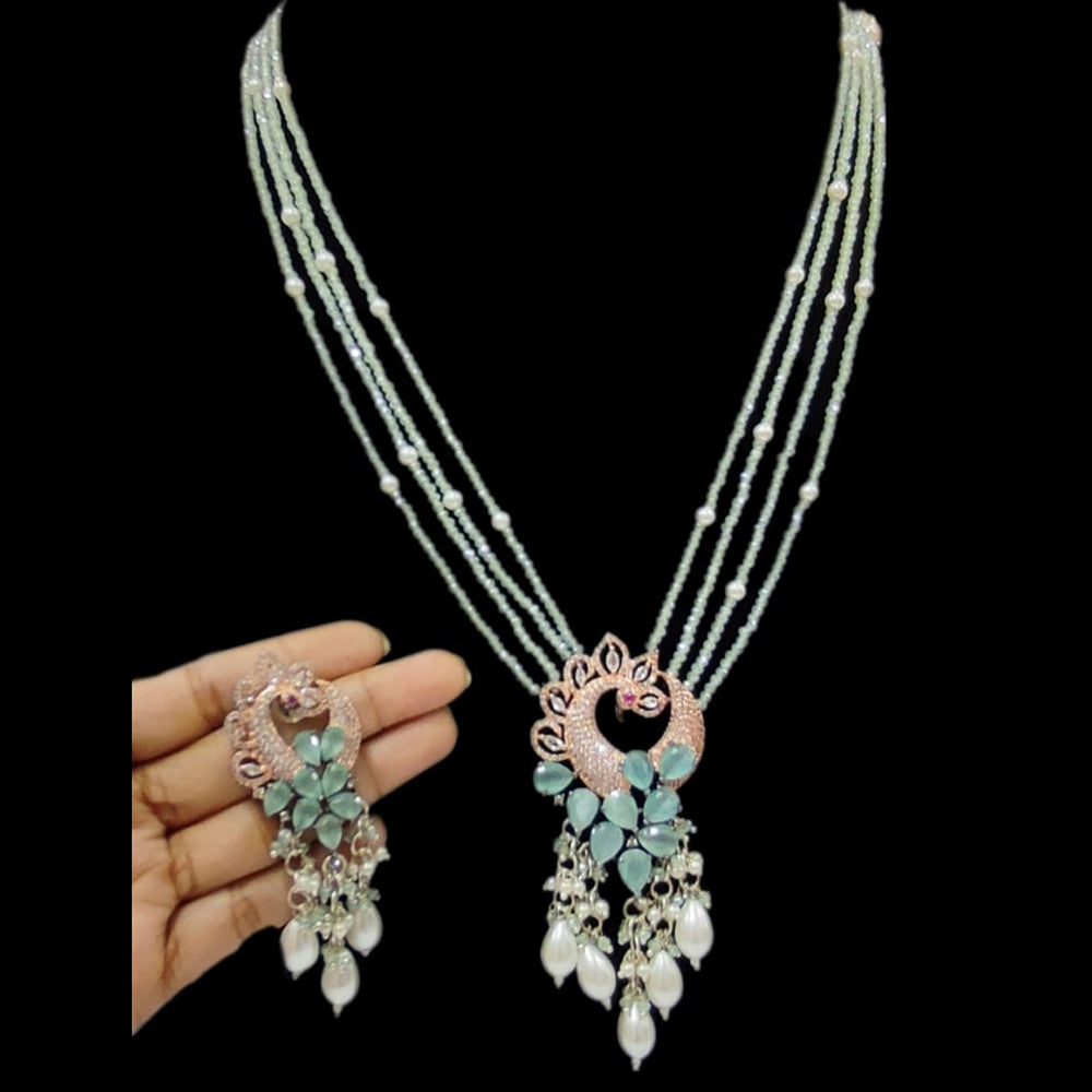FS Collection Rose Gold Plated AD Necklace Set