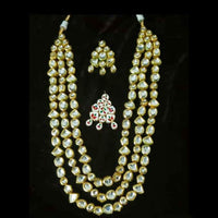 FS Collection Gold Plated Kundan Long Necklace Set